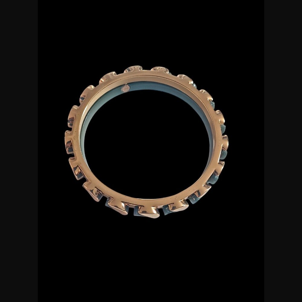Tory Burch Connor Nail Head Green And Gold Tone Size 7 Bangle Bracelet